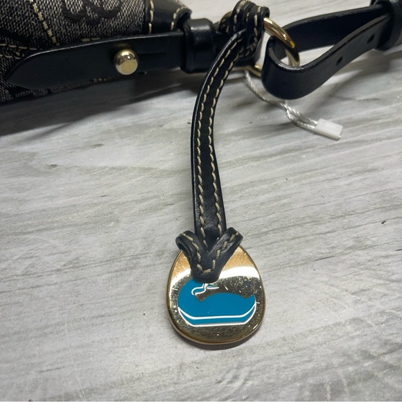 Dooney & Bourke Black Leather Trim Gray Canvas Signature Logo DB Shoulder Bag - Picture 7 of 17